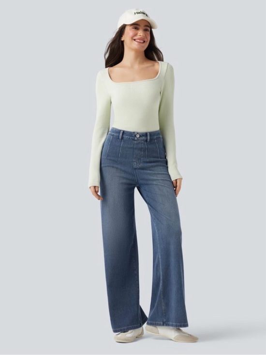 HALARA Denim - NWT Halara Flex™ High Waisted Tummy Control Wide Leg Casual Jeans with Pockets
